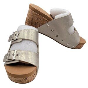 Boutique By Corkys Twinkie Wedge Sandals Gold Metallic Womens Size 8 New in Box